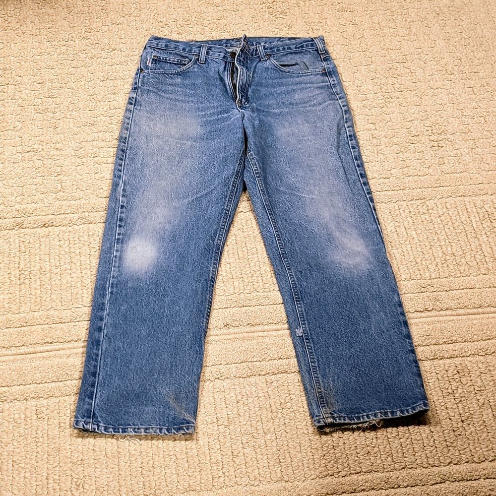 Carhartt Relaxed Fit Distressed Dark Wash Blue Denim Jeans 34x32